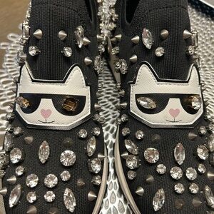 Karl Lagerfeld Black and Silver Sneakers